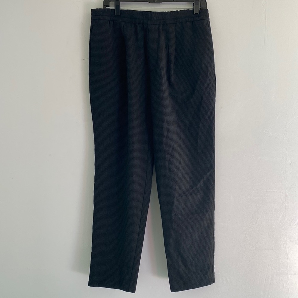 Zara Black Lightweight Textured Drawstring Waist Pull On Trouser Pants Size Medi